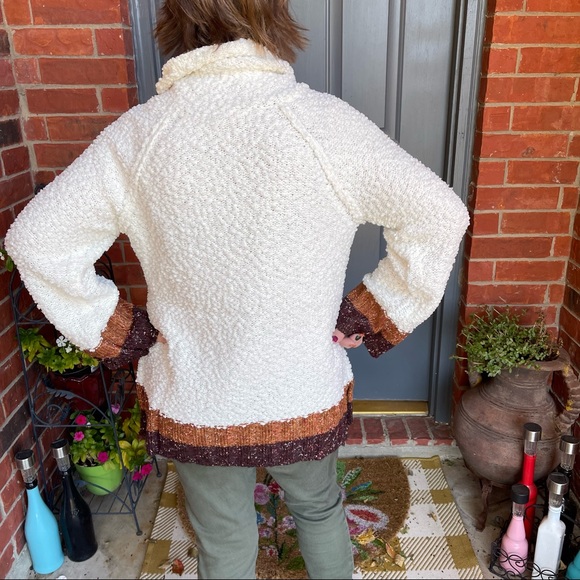 Mystree Cream Color Block Confetti Turtle Neck Soft & Cozy Sweater S M L NWT - Picture 10 of 17